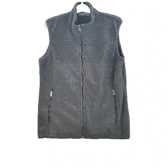 REI Polartec Vest Black Womens Large Fleece Full Zip Sweater Zip Pockets Casual - Picture 1 of 16